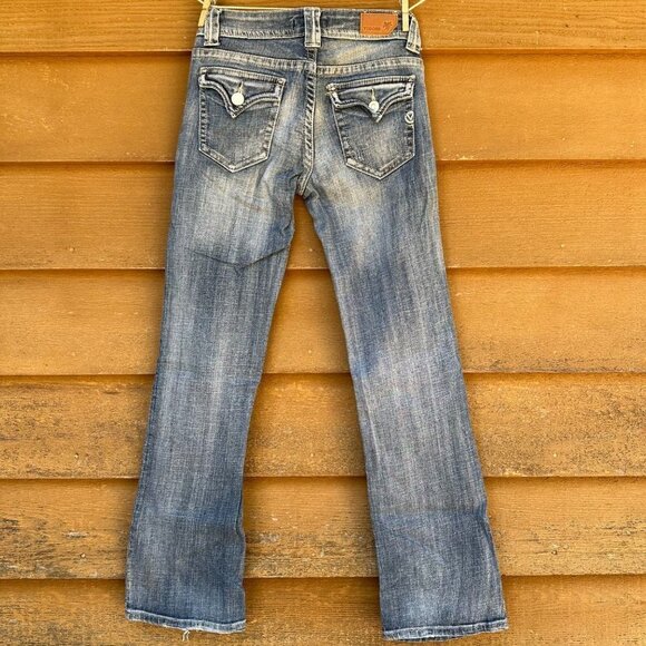 Vigoss Boot Cut Medium Boot Cut Blue Button Pocket Jeans - Picture 6 of 10